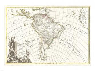1762 Janvier Map of South America | Obraz na stenu
