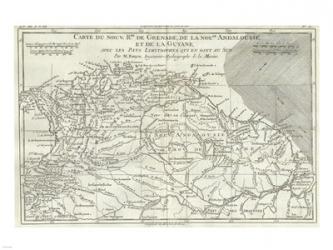 1780 Bonne Map of Northern South America, Columbia, Venezuela, Brazil | Obraz na stenu