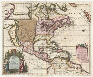 1698 Louis Hennepin Map of North America | Obraz na stenu
