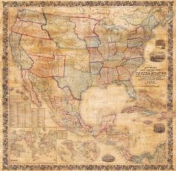 1856 Mitchell Wall Map of the United States and North America | Obraz na stenu