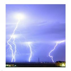 Lightning over Oradea Romania | Obraz na stenu