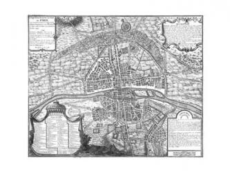 Plan de Paris - black and white map | Obraz na stenu