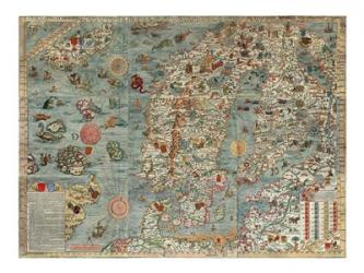 Carta Marina, Map of Scandinavia | Obraz na stenu