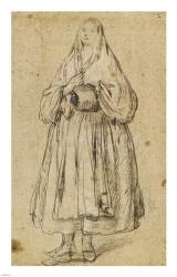 Standing Woman Holding a Muff and Shawl | Obraz na stenu