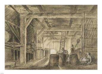 Interior of a Barn with a Family of Coopers | Obraz na stenu