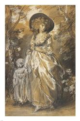 A Lady Walking in a Garden with a Child | Obraz na stenu