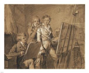 Three Young Artists in a Studio | Obraz na stenu