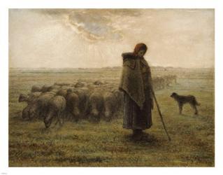 Shepherdess and Her Flock | Obraz na stenu