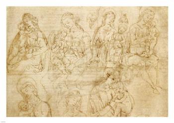 Studies of the Virgin and Child | Obraz na stenu