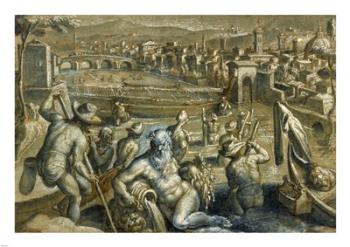 The Arno with Fishermen | Obraz na stenu