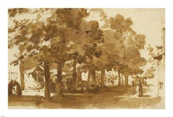 A Market Scene Under Trees in Katwijk | Obraz na stenu