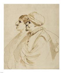 Caricature of Two Men Seen in Profile | Obraz na stenu
