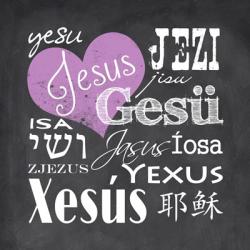 Jesus in Different Languages with Heart | Obraz na stenu
