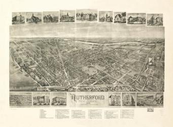 Rutherford, NJ Vintage Map, 1904 | Obraz na stenu