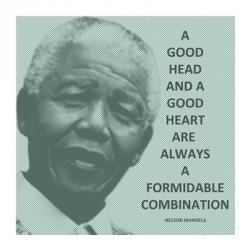 A Good Head and A Good Heart - Nelson Mandela Quote | Obraz na stenu