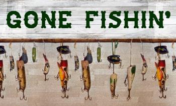 Gone Fishin Wood Fishing Lure Sign | Obraz na stenu