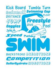 Swimming Word Cloud - Blue | Obraz na stenu