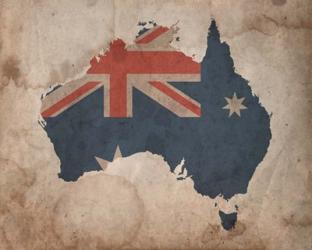Map with Flag Overlay Australia | Obraz na stenu