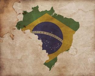 Map with Flag Overlay Brazil | Obraz na stenu