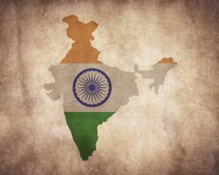 Map with Flag Overlay India | Obraz na stenu