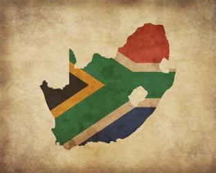 Map with Flag Overlay South Africa | Obraz na stenu