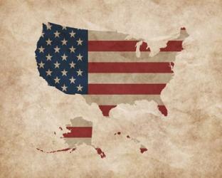 Map with Flag Overlay United States | Obraz na stenu