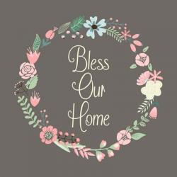 Bless Our Home Floral Brown | Obraz na stenu