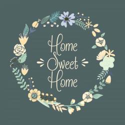 Home Sweet Home Floral Teal | Obraz na stenu