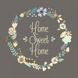 Home Sweet Home Floral Brown | Obraz na stenu
