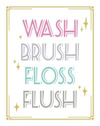 Wash Brush Floss Flush Shark Pink Part II | Obraz na stenu