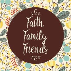 Faith Family Friends Retro Floral White | Obraz na stenu
