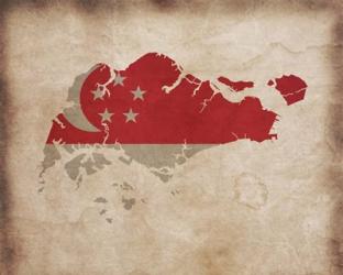 Map with Flag Overlay Singapore | Obraz na stenu