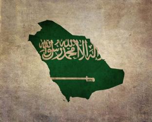 Map with Flag Overlay Saudi Arabia | Obraz na stenu