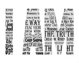 Names of Jesus I AM Silhouette White | Obraz na stenu