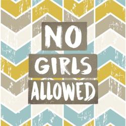 No Girls Allowed Chevron Pattern Yellow | Obraz na stenu