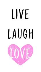Live Laugh Love - White with Pink Heart | Obraz na stenu