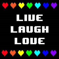 Live Laugh Love -  Black with Pixel Hearts | Obraz na stenu