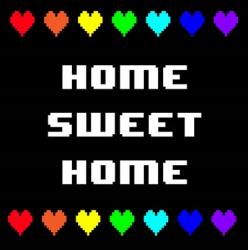 Home Sweet Home -  Black with Pixel Hearts | Obraz na stenu