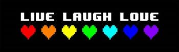 Live Laugh Love -  Black Panoramic with Pixel Hearts | Obraz na stenu
