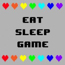 Eat Sleep Game -  Gray with Pixel Hearts | Obraz na stenu
