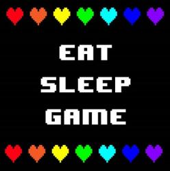 Eat Sleep Game -  Black with Pixel Hearts | Obraz na stenu