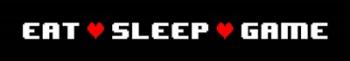 Eat Sleep Game -  Black Panoramic with Pixel Hearts | Obraz na stenu