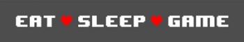 Eat Sleep Game -  Gray Panoramic with Pixel Hearts | Obraz na stenu