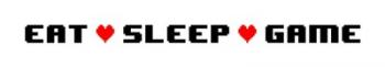 Eat Sleep Game -  White Panoramic with Pixel Hearts | Obraz na stenu