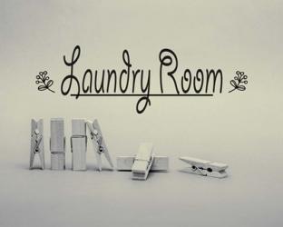 Laundry Room Sign Clothespins Black and White | Obraz na stenu