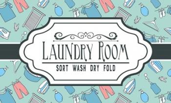 Laundry Room Sign Green Pattern | Obraz na stenu