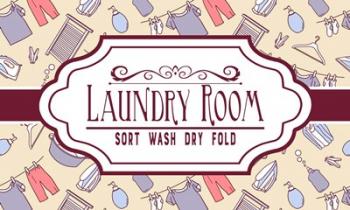 Laundry Room Sign Yellow Pattern | Obraz na stenu