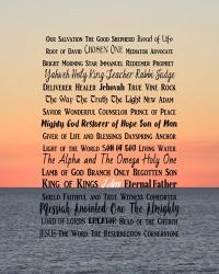 Names of Jesus Ocean Sunset | Obraz na stenu