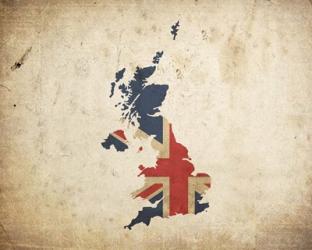 Map with Flag Overlay United Kingdom | Obraz na stenu