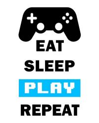 Eat Sleep Game Repeat  - White and Blue | Obraz na stenu